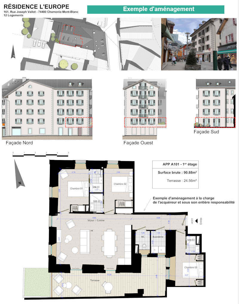 Appartement  90 m2 en plateau brut