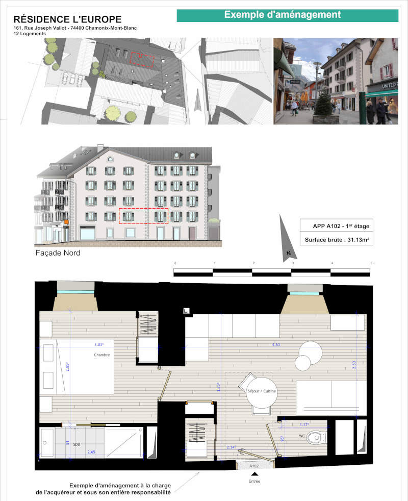 Appartement  31 m2 vendu en plateau BRUT