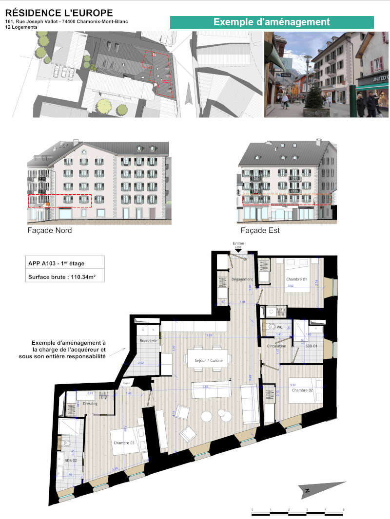 Appartement  110 m2 vendu en plateau brut