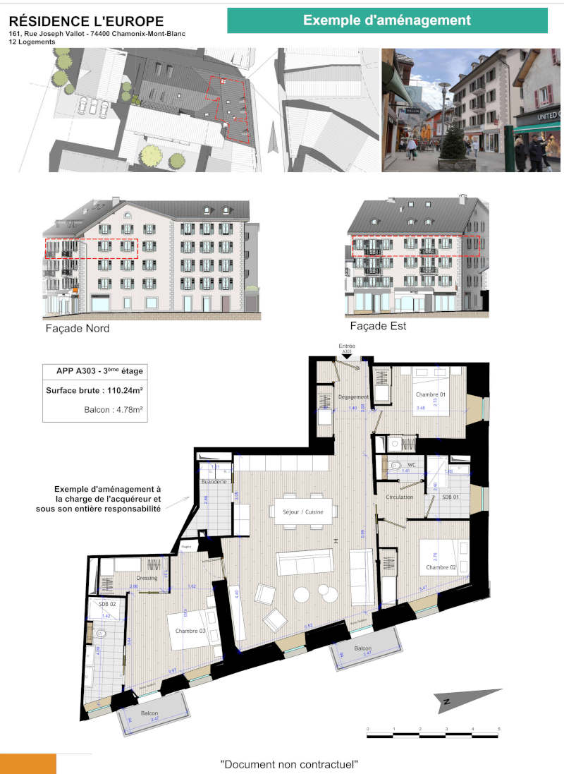 Appartement  110 m2 vendu en plateau brut