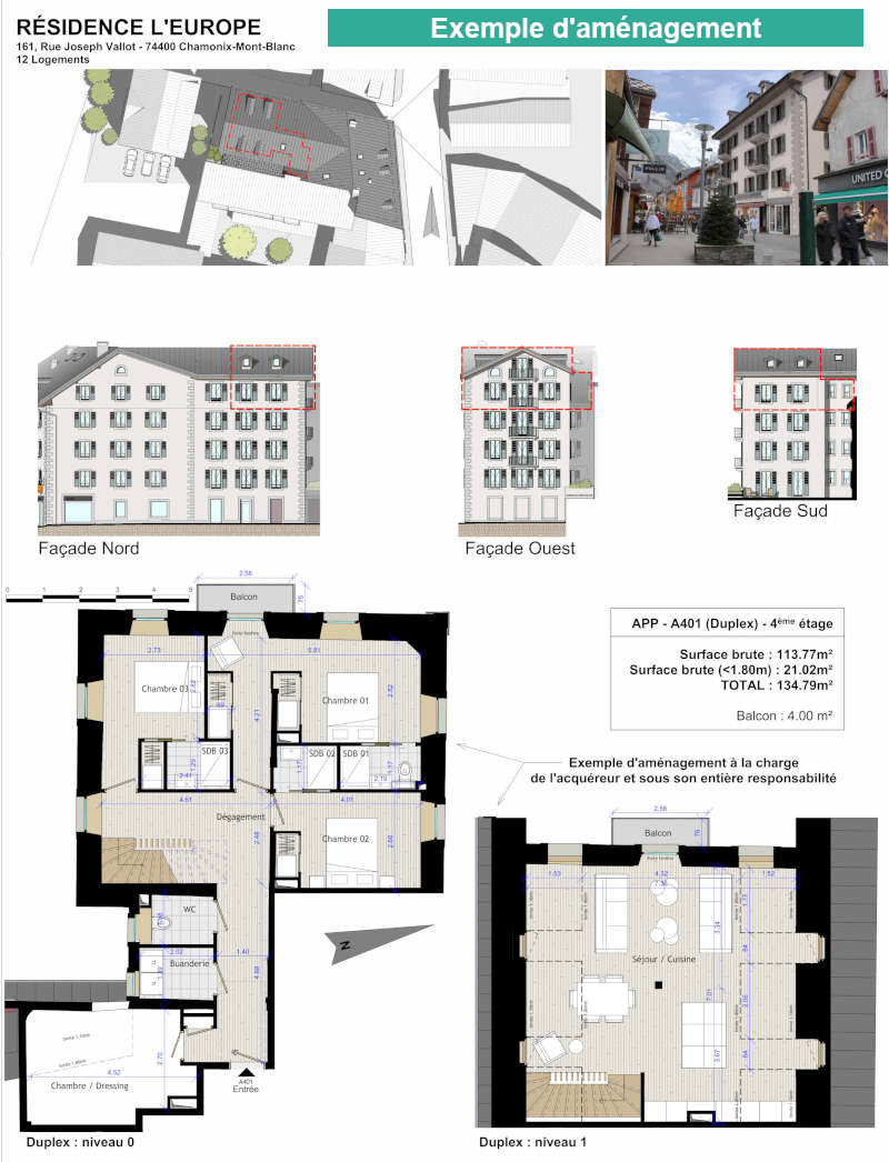 Appartement Duplex de 134 m2 au sol vendu en plateau brut