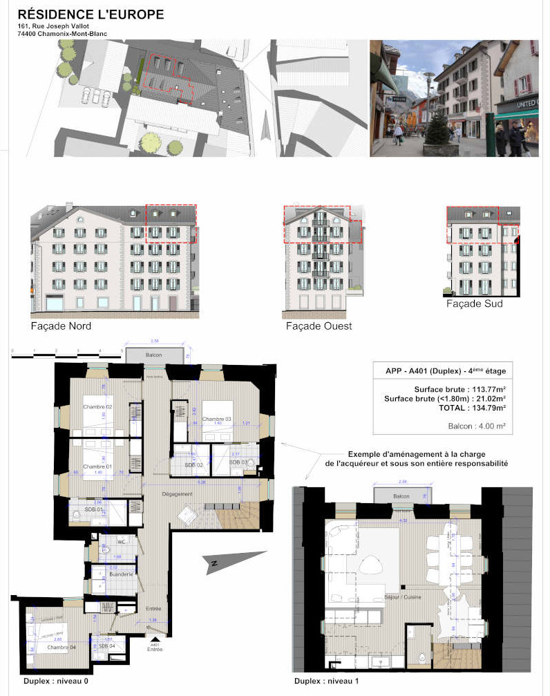 Appartement Duplex de 134 m2 au sol vendu en plateau brut