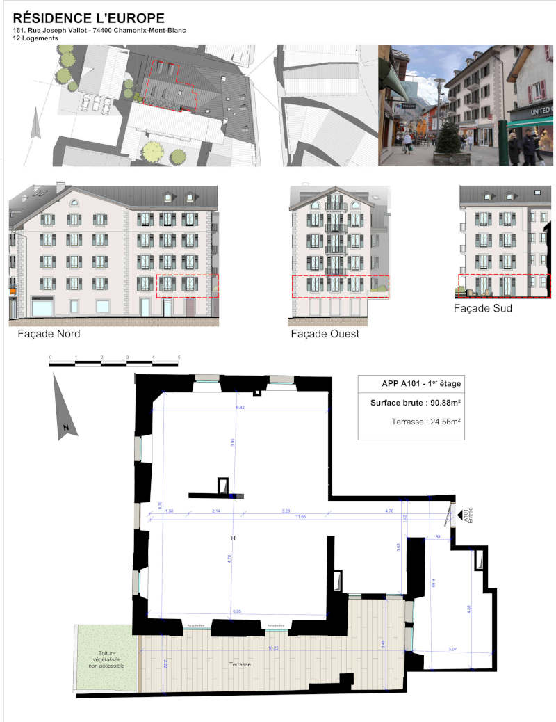 Appartement  90 m2 en plateau brut