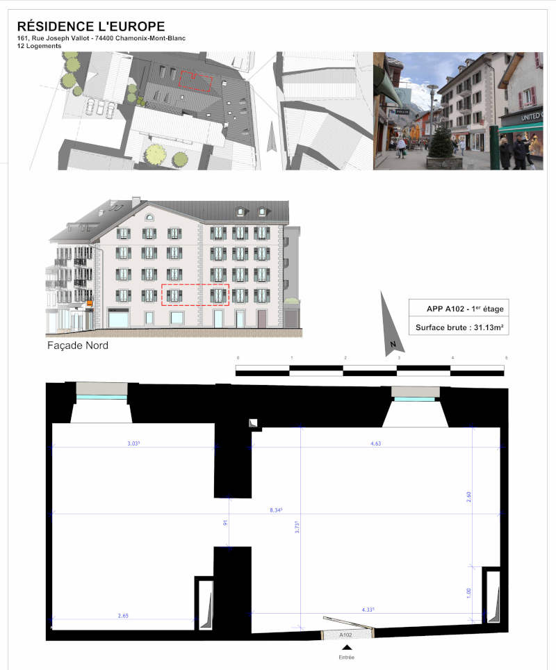 Appartement  31 m2 vendu en plateau BRUT